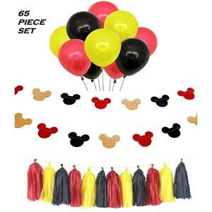 Mickey Mouse Banner Garland Birthday Party Tassel Decorations Set Latex Balloons